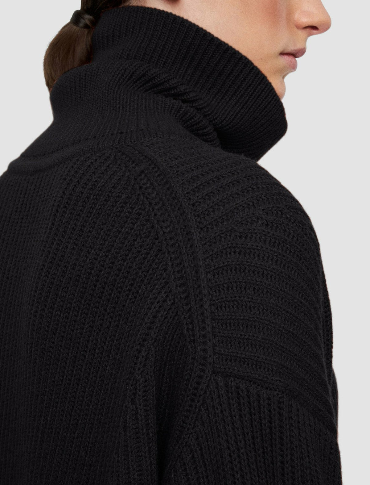 JOSEPH Fashion Women Luxe Cardigan Stitch High Neck Jumper Black