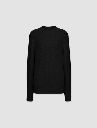 JOSEPH Fashion Women Luxe Cardigan Stitch Round Neck Jumper Black
