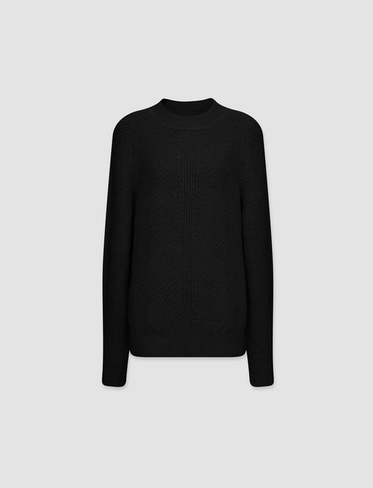 JOSEPH Fashion Women Luxe Cardigan Stitch Round Neck Jumper Black