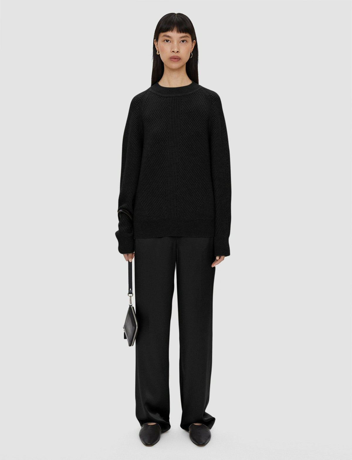 JOSEPH Fashion Women Luxe Cardigan Stitch Round Neck Jumper Black