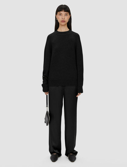 JOSEPH Fashion Women Luxe Cardigan Stitch Round Neck Jumper Black