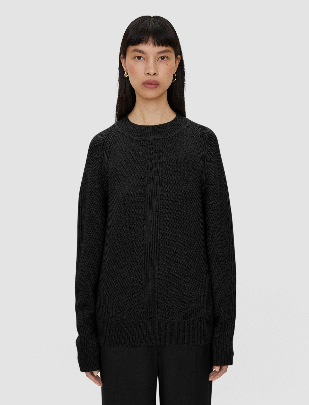JOSEPH Fashion Women Luxe Cardigan Stitch Round Neck Jumper Black