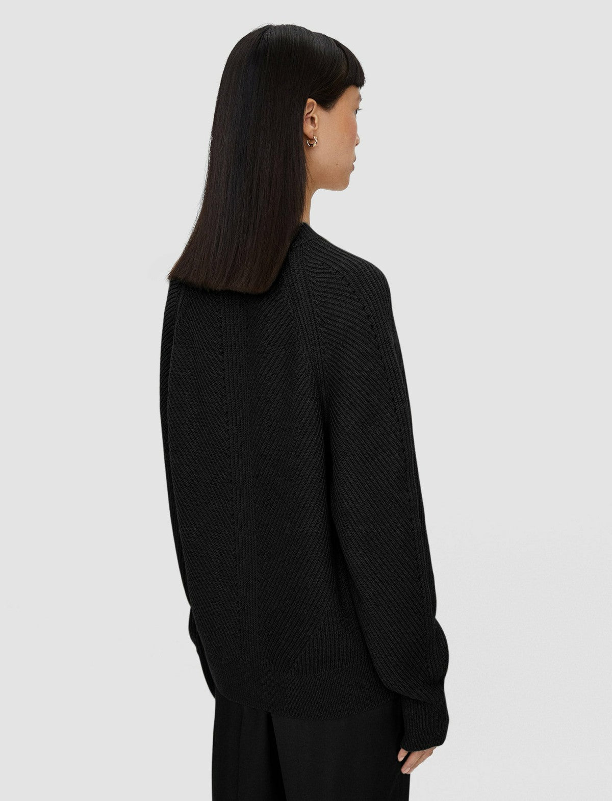JOSEPH Fashion Women Luxe Cardigan Stitch Round Neck Jumper Black