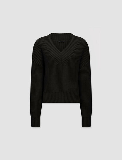 JOSEPH Fashion Women Luxe Cardigan Stitch V Neck Jumper Black