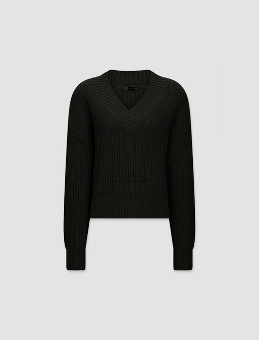 JOSEPH Fashion Women Luxe Cardigan Stitch V Neck Jumper Black