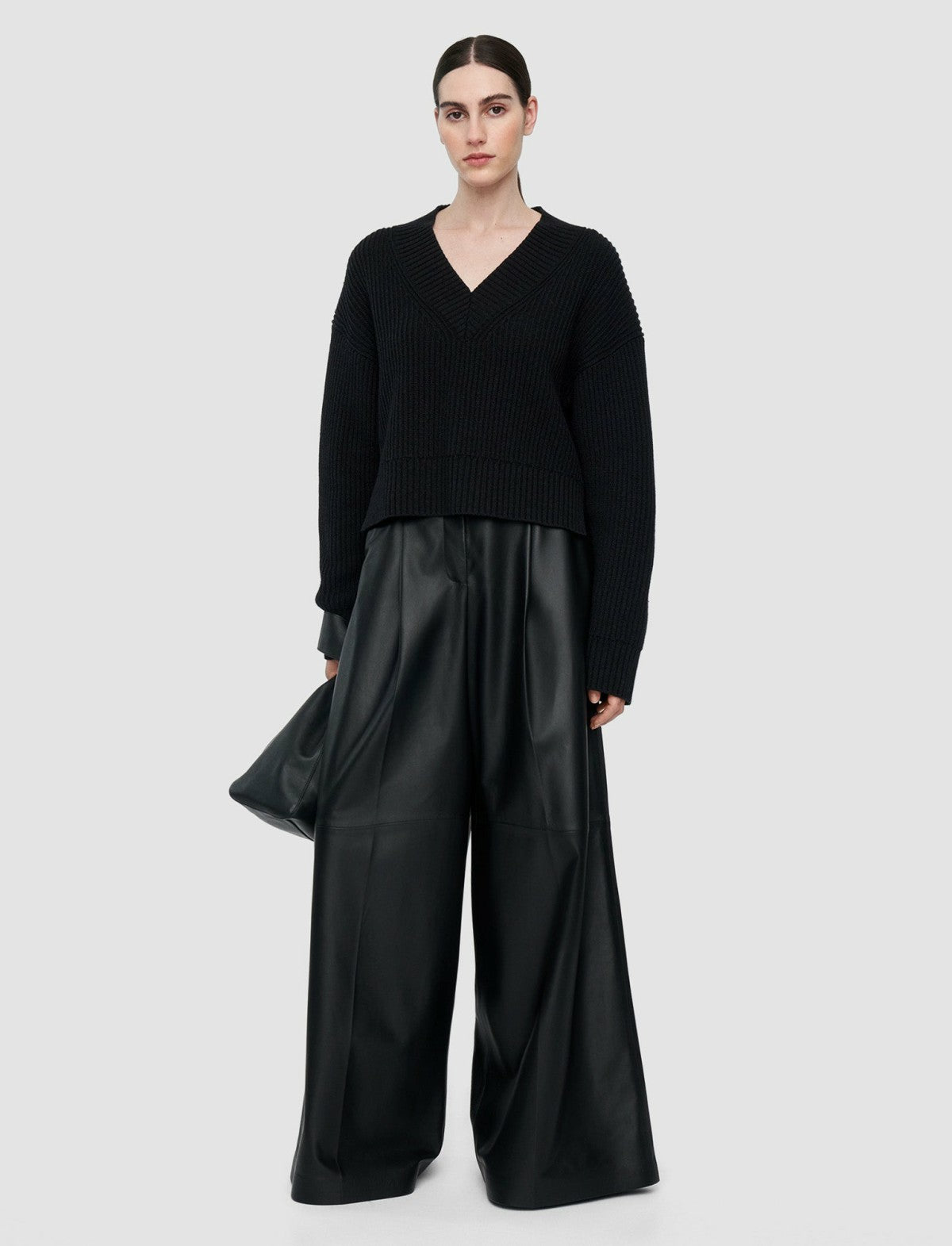 JOSEPH Fashion Women Luxe Cardigan Stitch V Neck Jumper Black