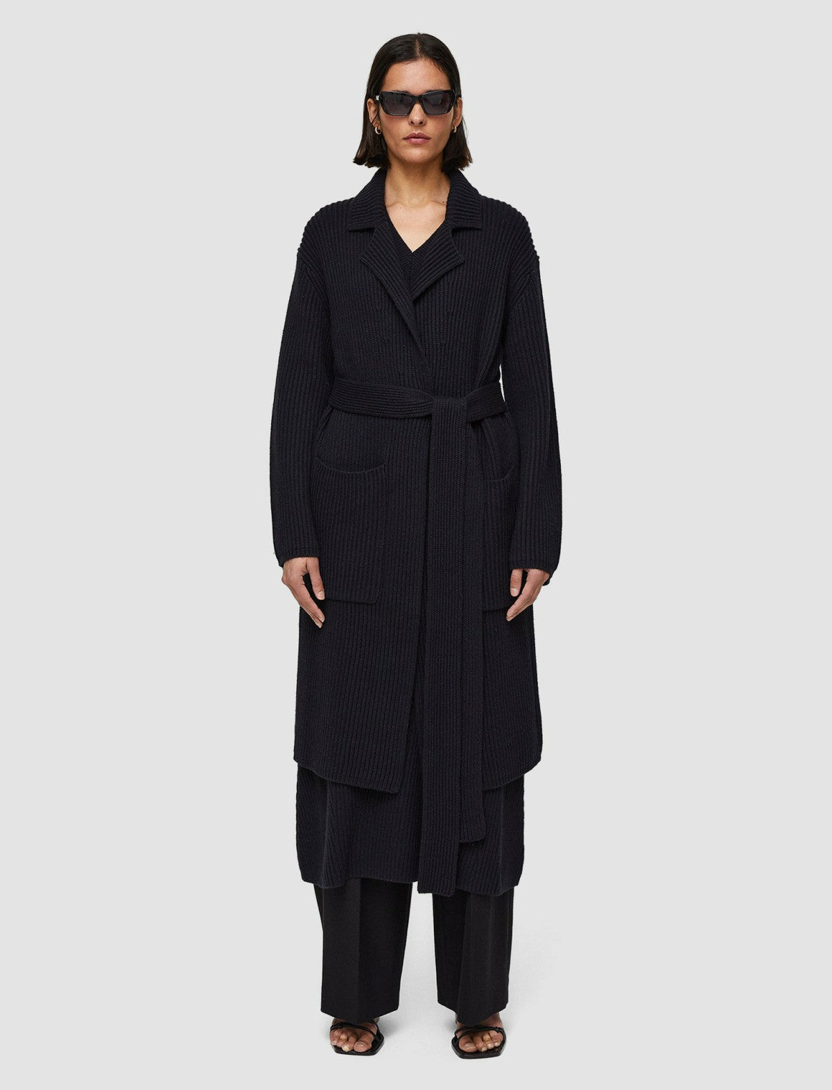 JOSEPH Fashion Women Luxe Cardigan Stitch Coat Black