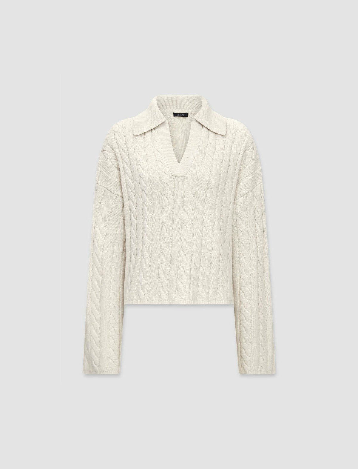 JOSEPH Fashion Women Light Cable Knit Polo Neck Jumper Ivory