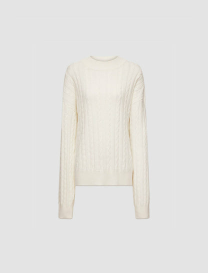 JOSEPH Fashion Women Light Cable Knit Round Neck Jumper Ivory