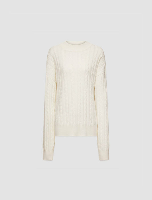 JOSEPH Fashion Women Light Cable Knit Round Neck Jumper Ivory