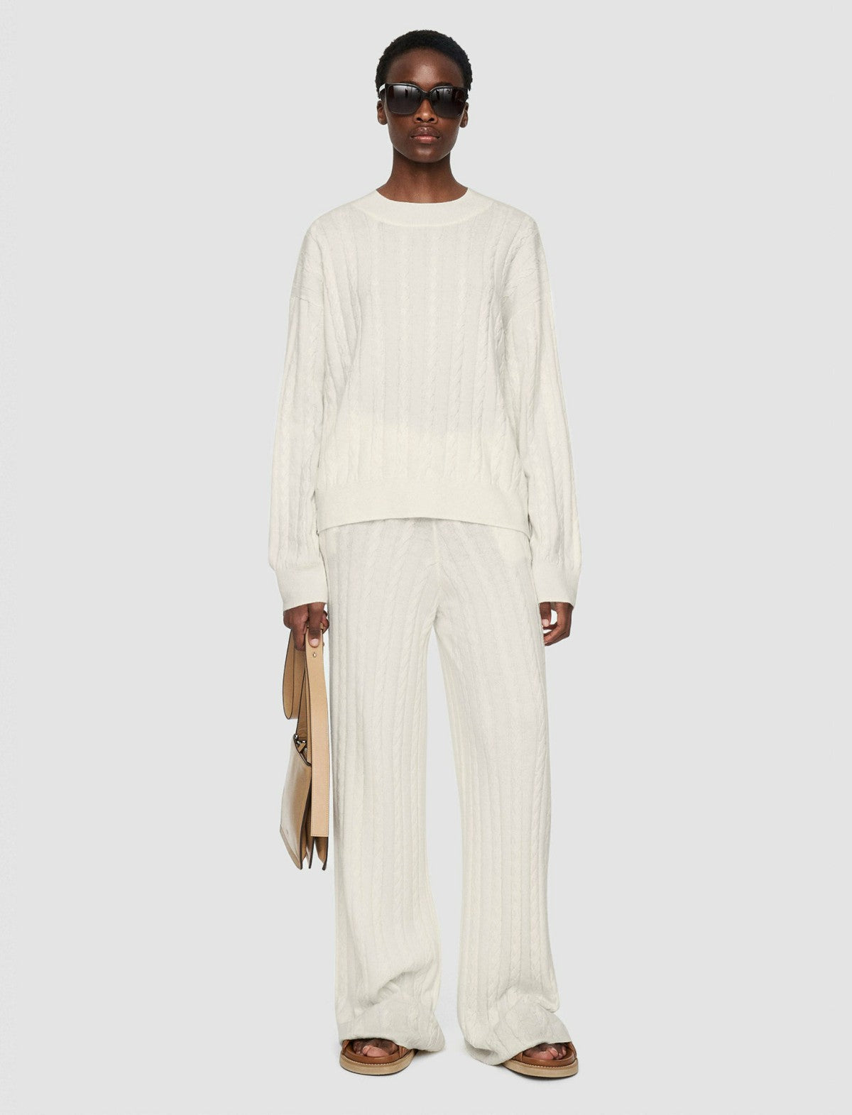 JOSEPH Fashion Women Light Cable Knit Round Neck Jumper Ivory