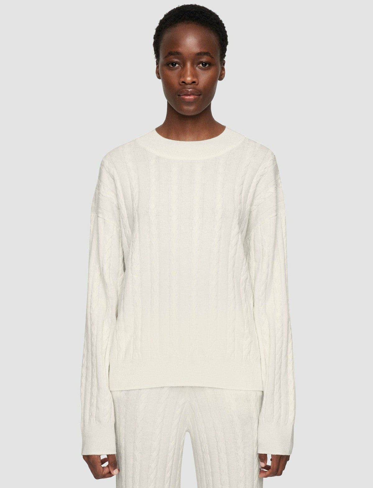 JOSEPH Fashion Women Light Cable Knit Round Neck Jumper Ivory