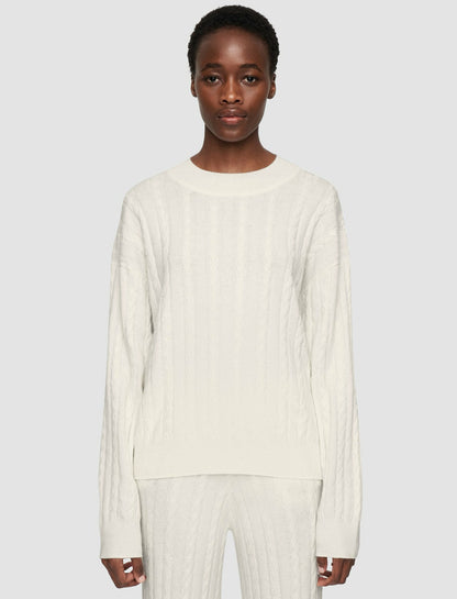 JOSEPH Fashion Women Light Cable Knit Round Neck Jumper Ivory