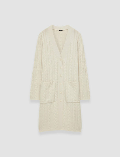 JOSEPH Fashion Women Light Cable Knit Long Cardigan Ivory
