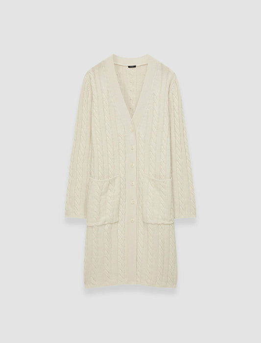 JOSEPH Fashion Women Light Cable Knit Long Cardigan Ivory