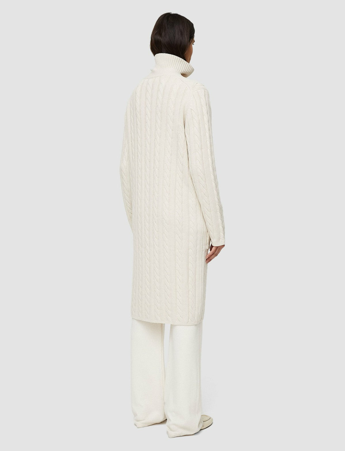 JOSEPH Fashion Women Light Cable Knit Long Cardigan Ivory