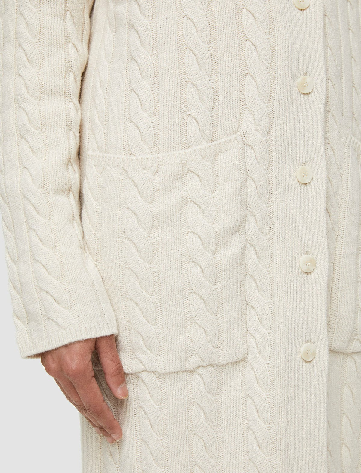 JOSEPH Fashion Women Light Cable Knit Long Cardigan Ivory