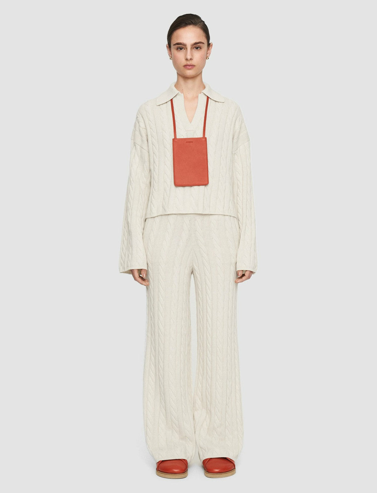 JOSEPH Fashion Women Light Cable Knit Trousers Ivory
