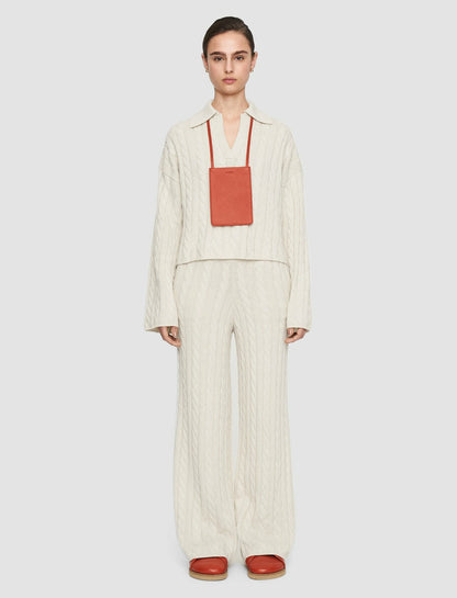 JOSEPH Fashion Women Light Cable Knit Trousers Ivory