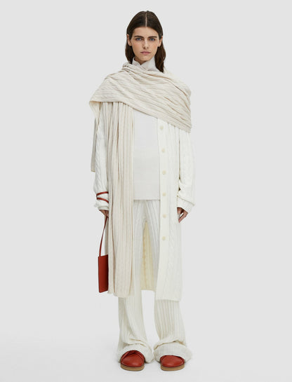 JOSEPH Fashion Women Light Cable Knit Scarf Ivory