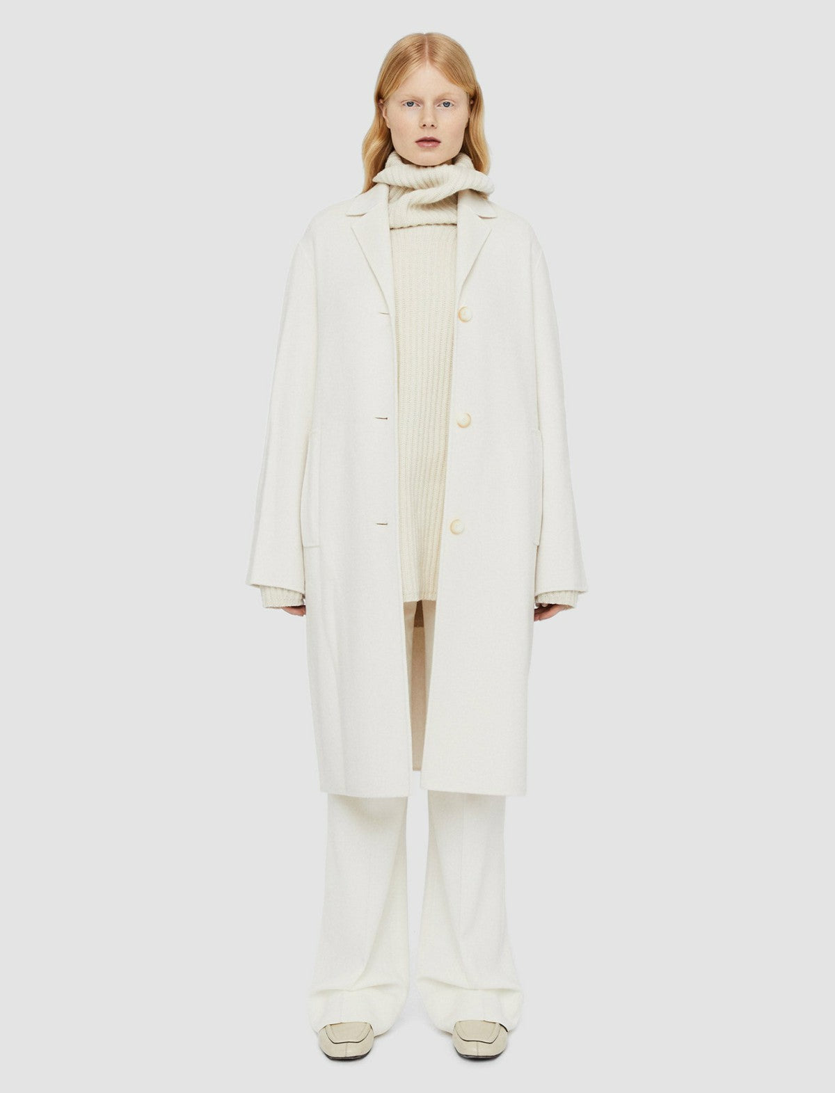JOSEPH Fashion Women Double Face Cashmere Caia Coat Ivory