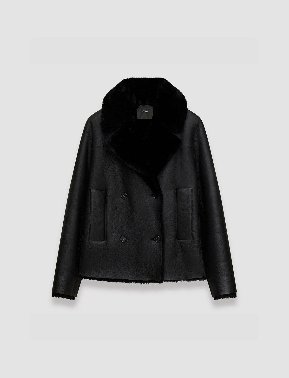 JOSEPH Fashion Women Shearling Calla Coat Black