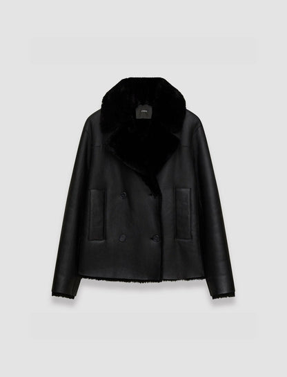 JOSEPH Fashion Women Shearling Calla Coat Black