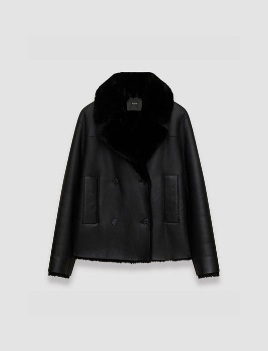 JOSEPH Fashion Women Shearling Calla Coat Black