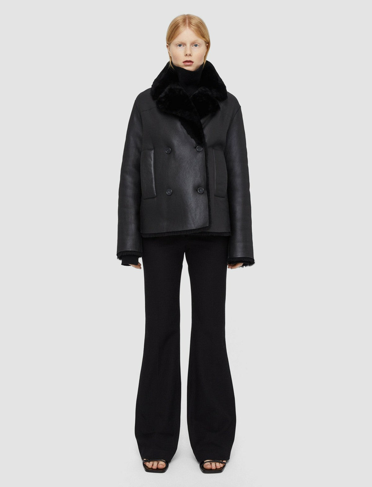 JOSEPH Fashion Women Shearling Calla Coat Black