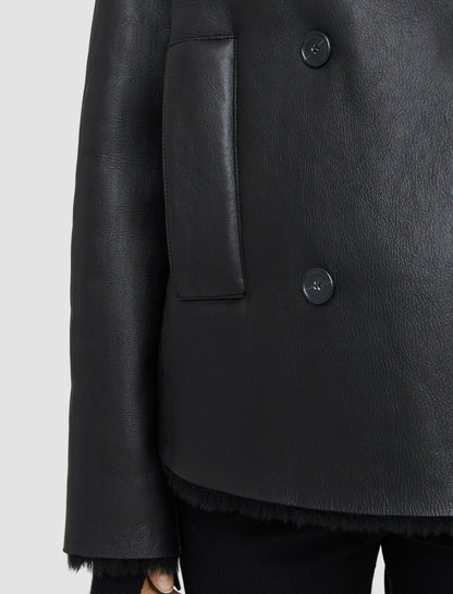 JOSEPH Fashion Women Shearling Calla Coat Black