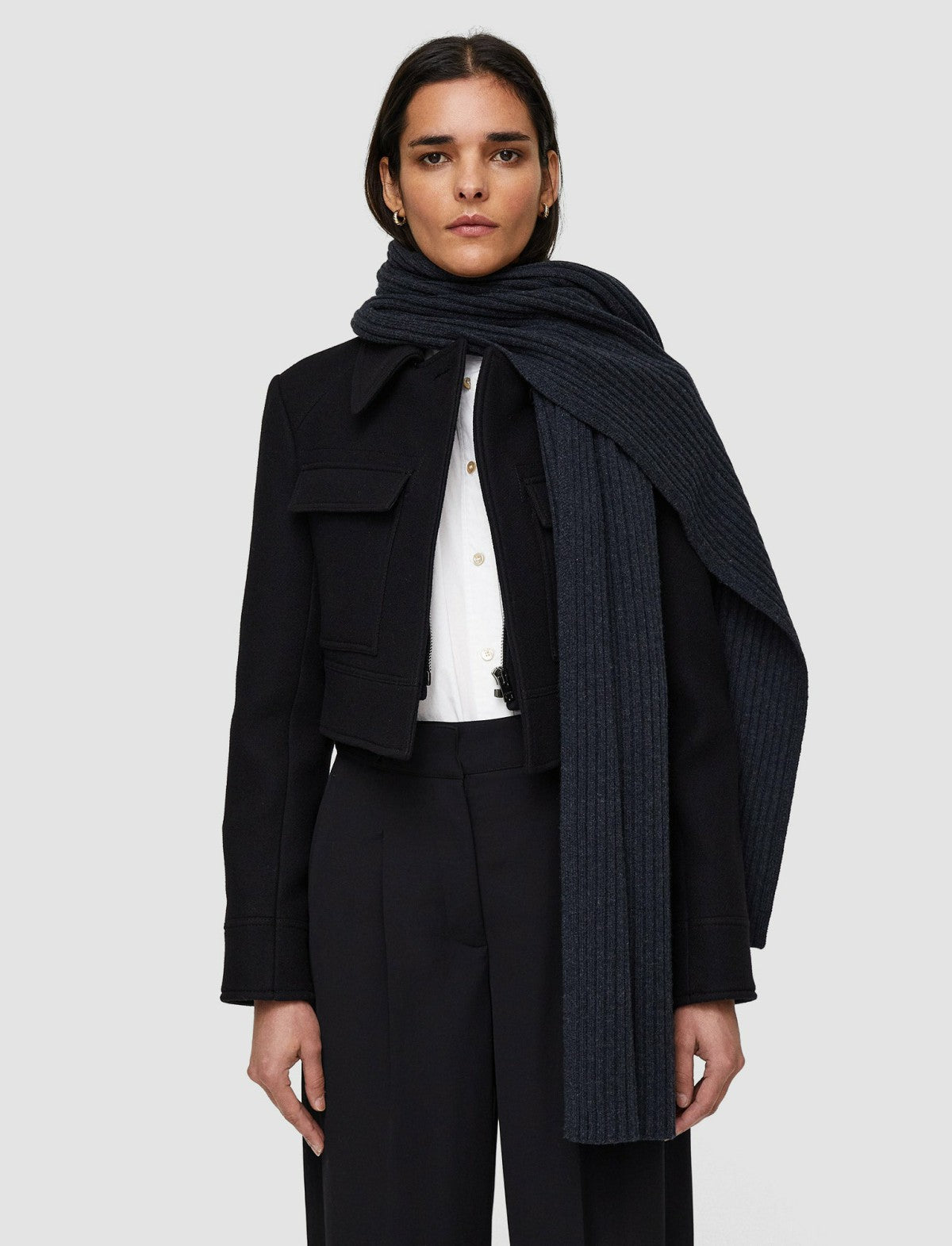 JOSEPH Fashion Women Soft Wool Scarf Dark Grey