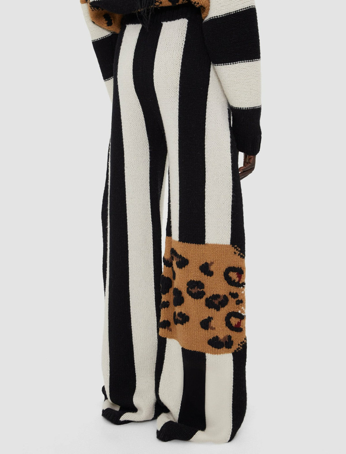JOSEPH Fashion Women Leopard Knit Trousers Camel Combo