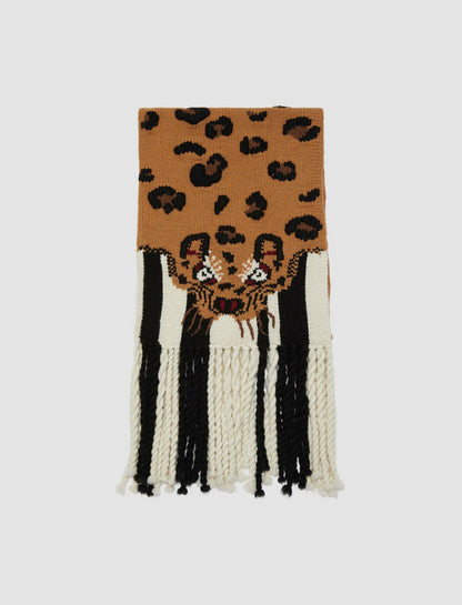 JOSEPH Fashion Women Leopard Knit Scarf Camel Combo