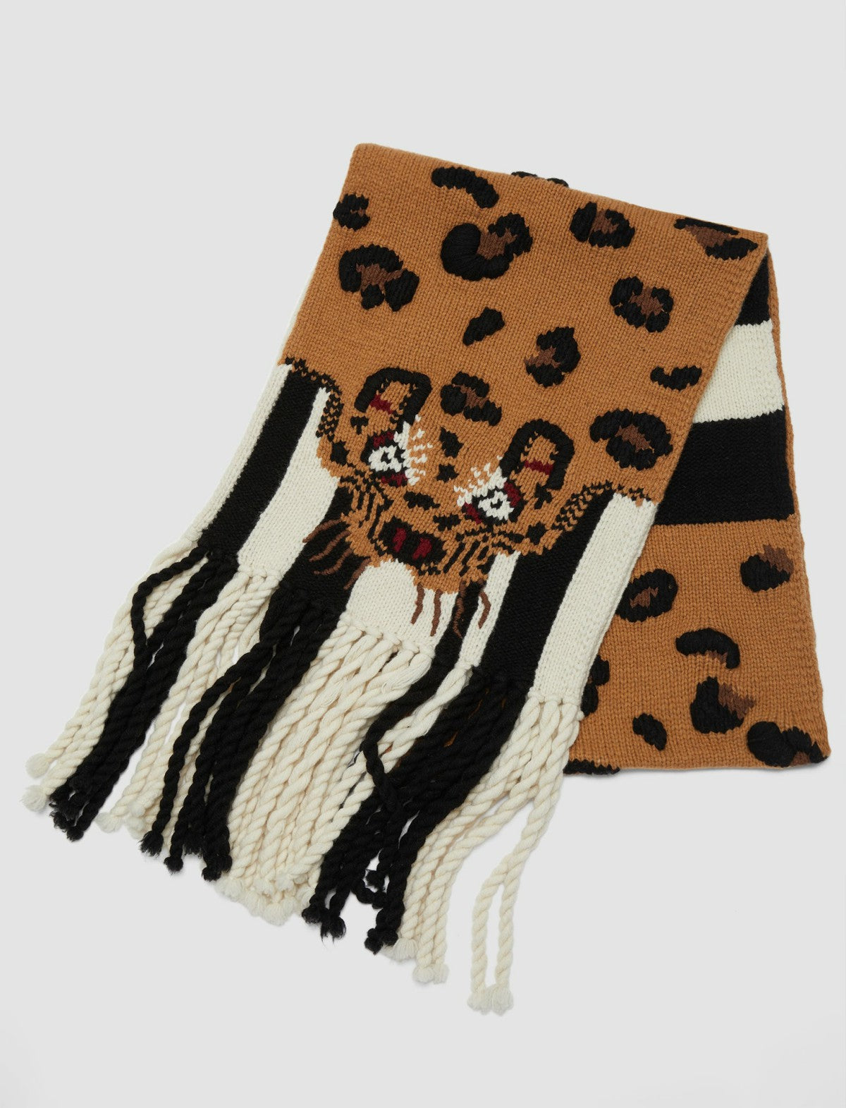 JOSEPH Fashion Women Leopard Knit Scarf Camel Combo