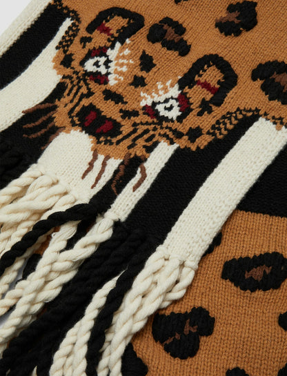 JOSEPH Fashion Women Leopard Knit Scarf Camel Combo