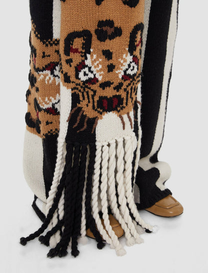 JOSEPH Fashion Women Leopard Knit Scarf Camel Combo