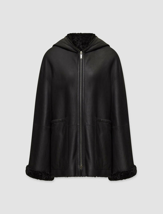 JOSEPH Fashion Women Cosser Reversible Shearling Coat Black