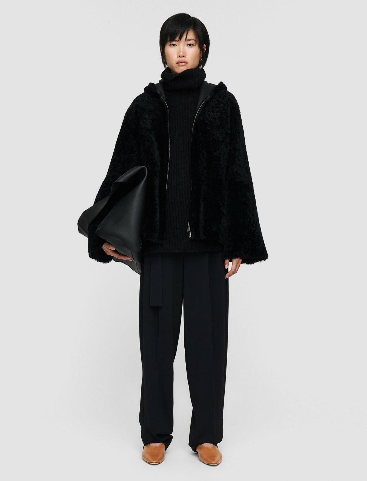 JOSEPH Fashion Women Cosser Reversible Shearling Coat Black