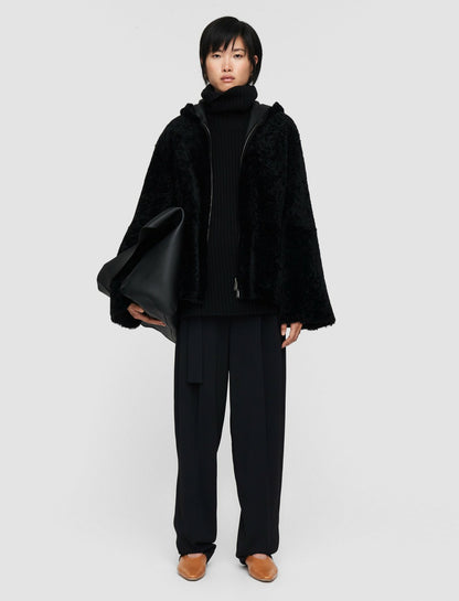 JOSEPH Fashion Women Cosser Reversible Shearling Coat Black