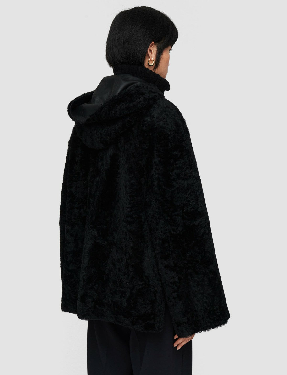 JOSEPH Fashion Women Cosser Reversible Shearling Coat Black