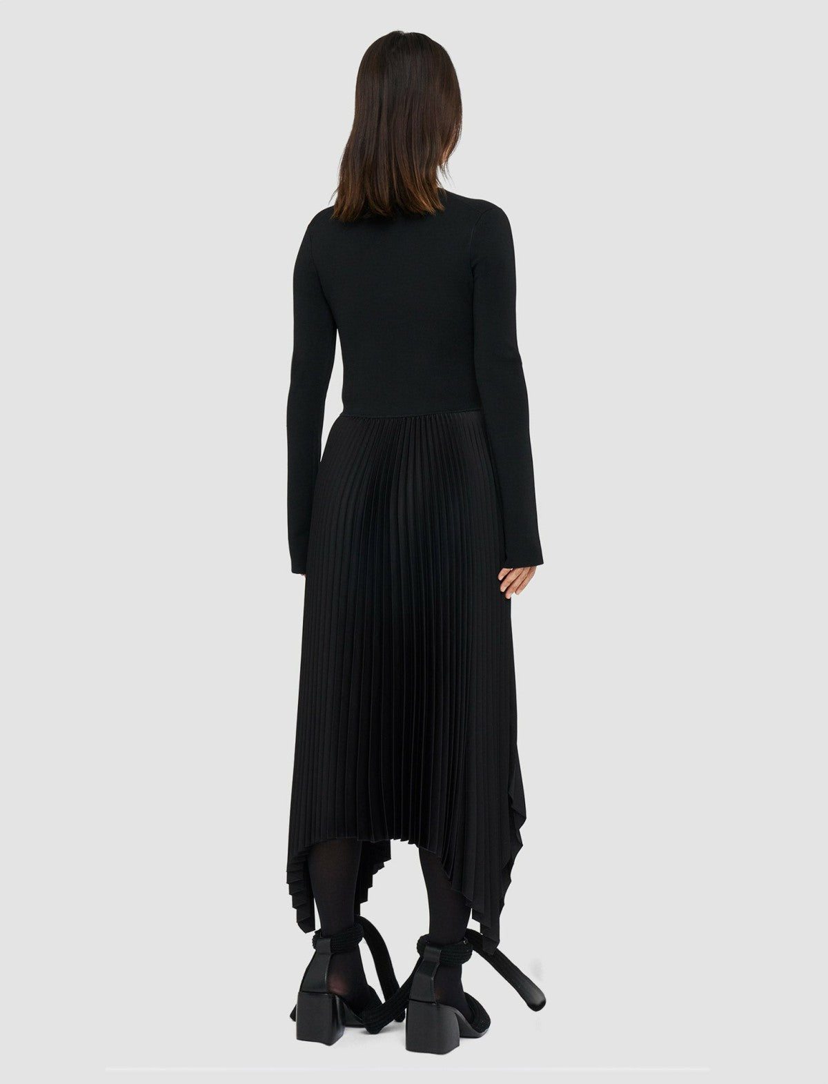 JOSEPH Fashion Women Knit Weave Plissé Deron Dress Black
