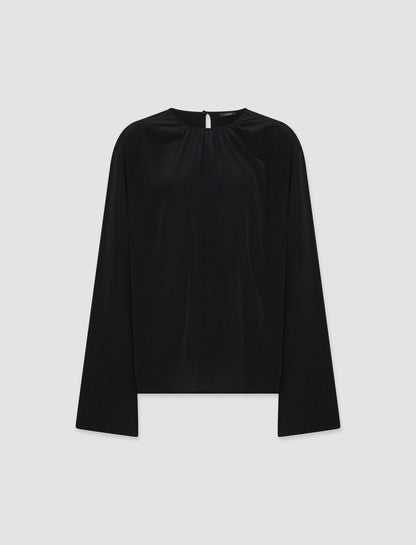 JOSEPH Fashion Women Silk Crepe de Soie Braidwood Blouse Black
