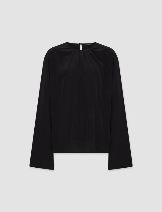 JOSEPH Fashion Women Silk Crepe de Soie Braidwood Blouse Black
