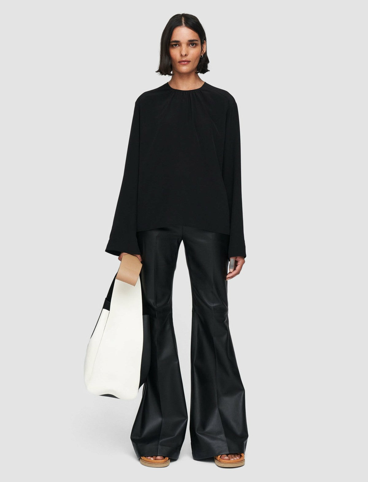 JOSEPH Fashion Women Silk Crepe de Soie Braidwood Blouse Black