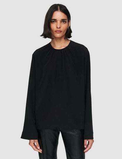 JOSEPH Fashion Women Silk Crepe de Soie Braidwood Blouse Black