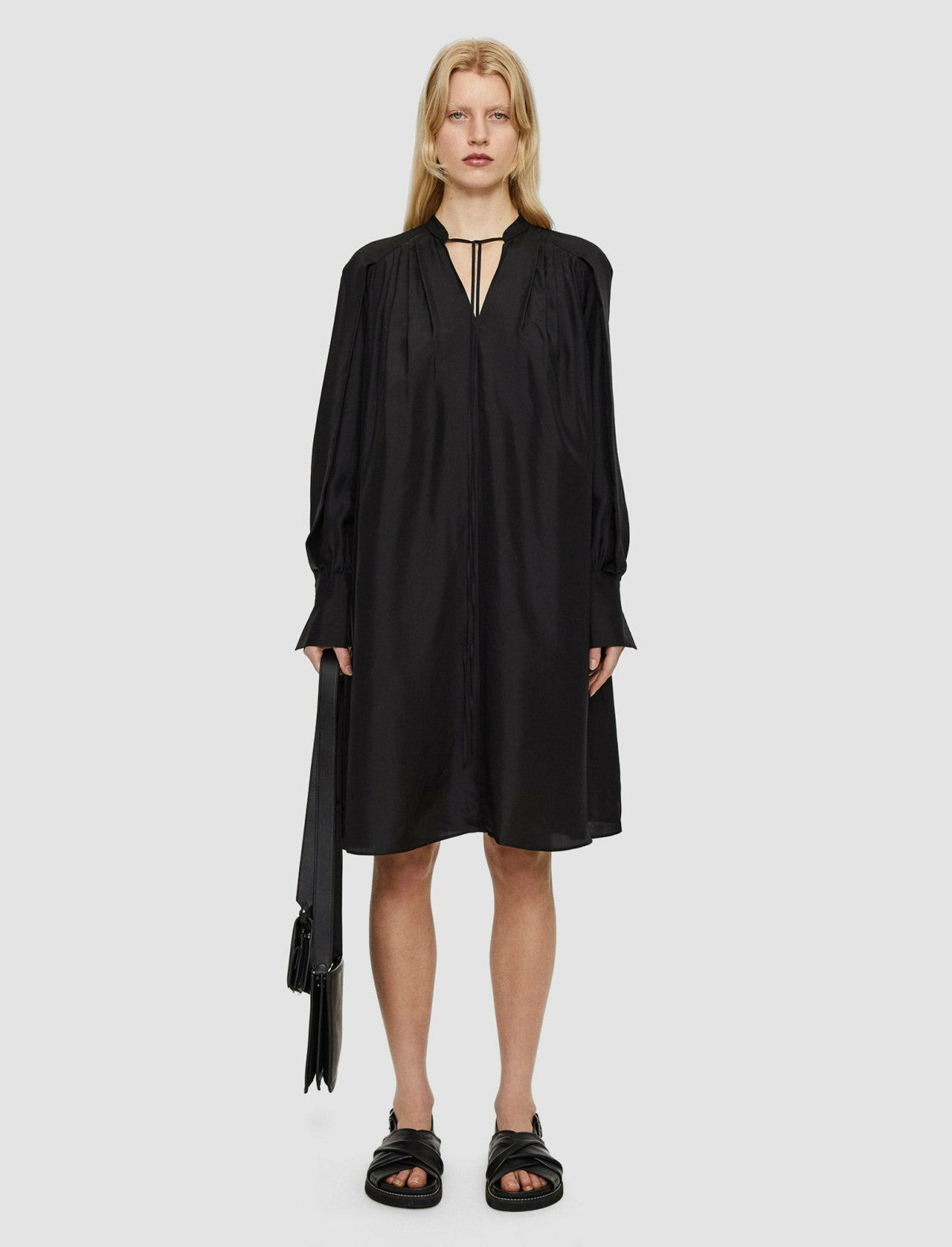 JOSEPH Fashion Women Silk Habotai Dewar Dress Black