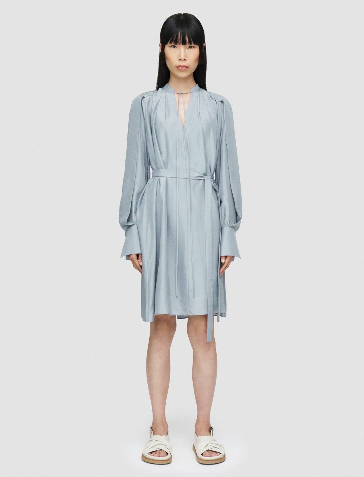 JOSEPH Fashion Women Silk Habotai Dewar Dress Dusty Blue