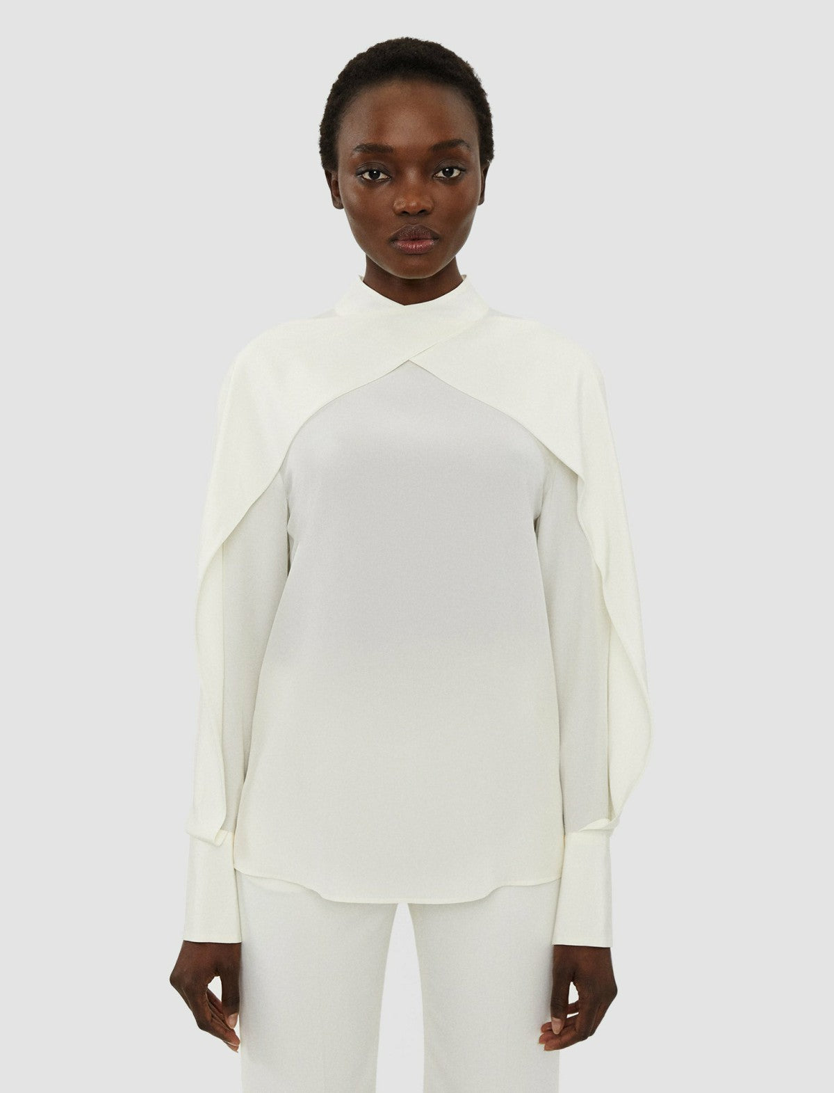 JOSEPH Fashion Women Bailie Silk Crepe de Chine Blouse Ivory