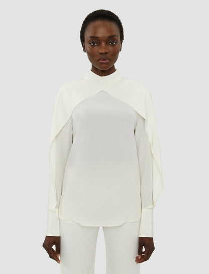 JOSEPH Fashion Women Bailie Silk Crepe de Chine Blouse Ivory