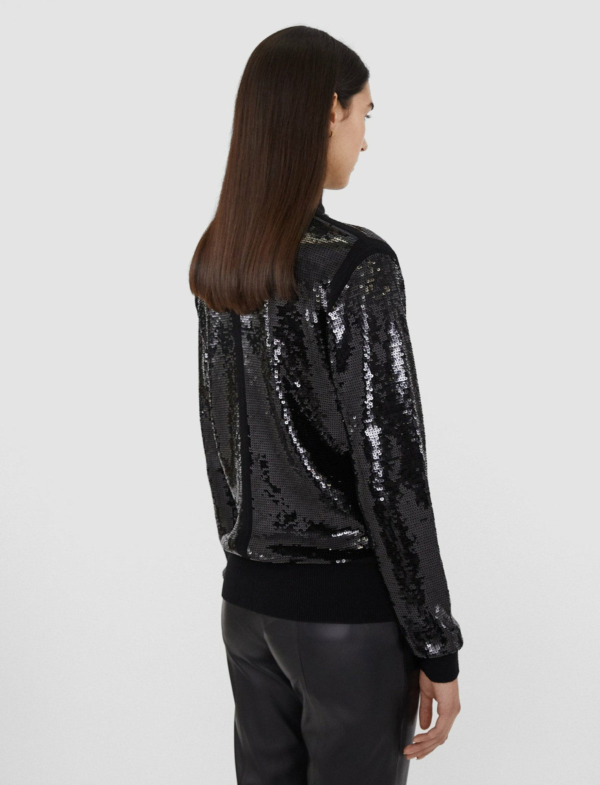 JOSEPH Fashion Women Sequins Knit High Neck Jumper Black